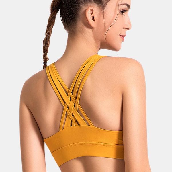 

gym clothing high support bra multi shoulder strap stagger design back cross workout yoga comfort breathable women sports, White;black