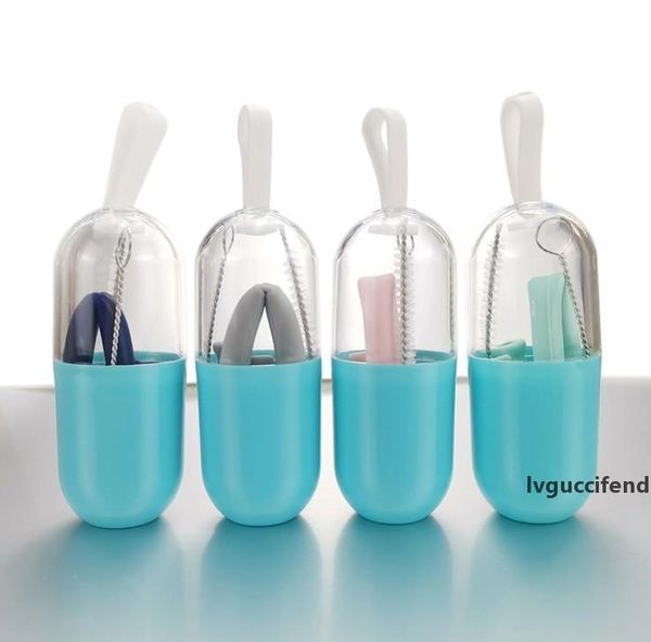 

silicone straws reusable with case joyhill bpa-folding drinking straws with cleaning brush for travel collapsible straws