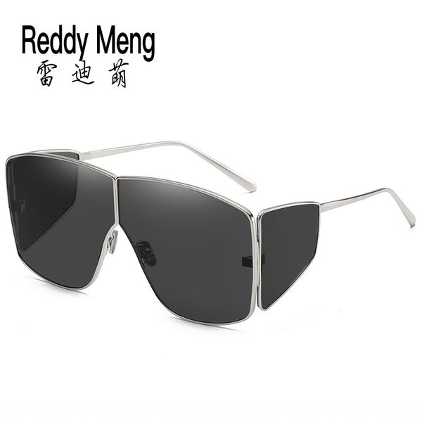 

new sun glasses fashion men's and women's sunglasses personalized large frame uv-proof metal fashion sunglasses, White;black
