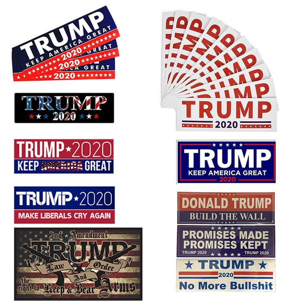 

10 styles donald trump 2020 car stickers 7.6*22.9cm bumper wall sticker keep make america great decal for car styling vehicle paster dhl