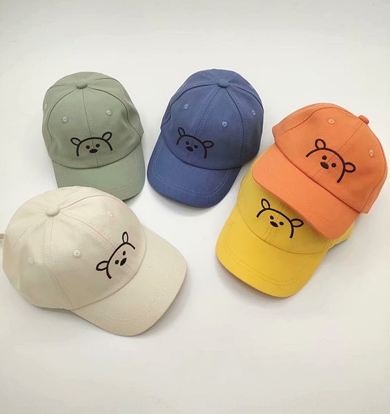 

children's child summer cute half-bear embroidery girl boy's baseball cap fashionable fan baby baseball cap sun sun hat sunshade h, Blue;gray
