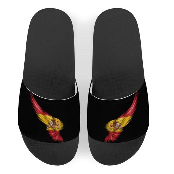 

spanish national emblem custom slippers image summer man outdoor sandals light beach shoes black platform flip flops spain flag