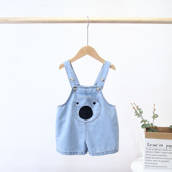 

clothing 2020 summer children's pants korean style girls children's wear belt shorts belt' cute bear denim belt pants shorts, Blue