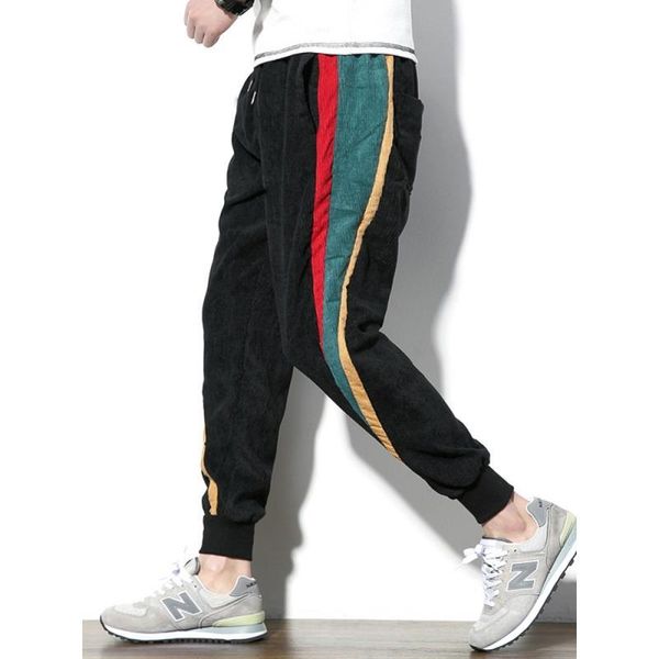 Männer Hosen Mode Farbe Block Patchwork Cord Cargo-Harem Streetwear Baumwolle Hosen Harajuku Jogger Sweatpant Für Männliche