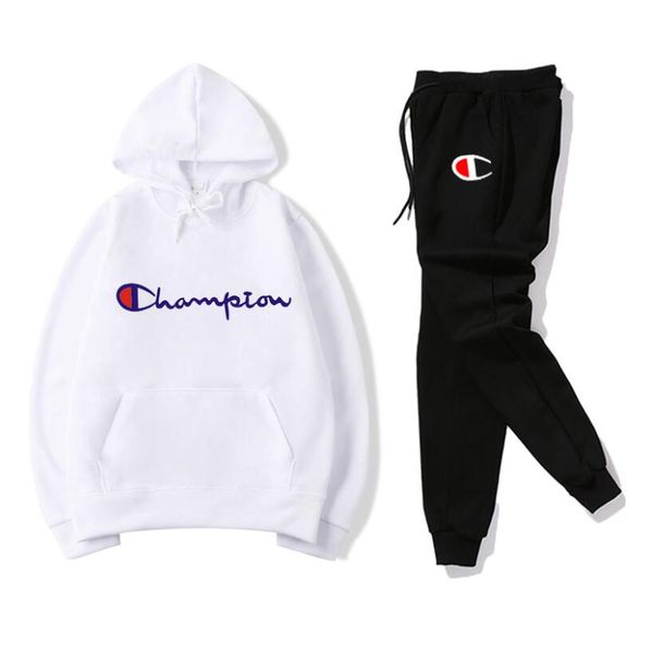 

champion s mens tracksuit designers hoodies+pants 2 piece sets solid color brand outfit suits 2019 tracksuits for mens, Gray