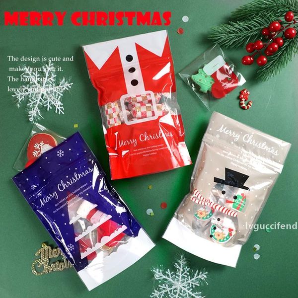 

10pcs merry christmas zipper lock plastic bags with window 2019 xmas christmas tree gift bags self adhesive cookie candy
