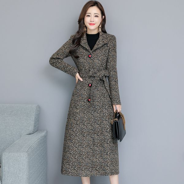 

women's wool & blends coat casual autumn winter woolen female single-breasted thickened korean stitching gray women e162, Black