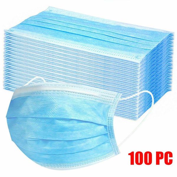

100pc disposable face mask dental industrial 3ply ear loop