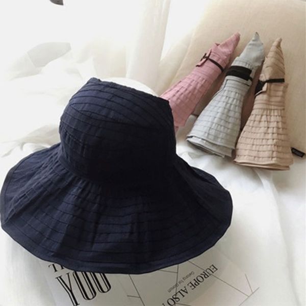 

korean sun sun empty children's foldable sunshade sun-proof empty hat uv-proof big brim hat, Blue;gray