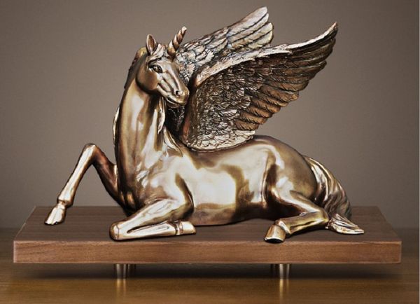 

2020 factory direct sales creative home office decoration cold cast copper unicorn ornaments resin crafts customization