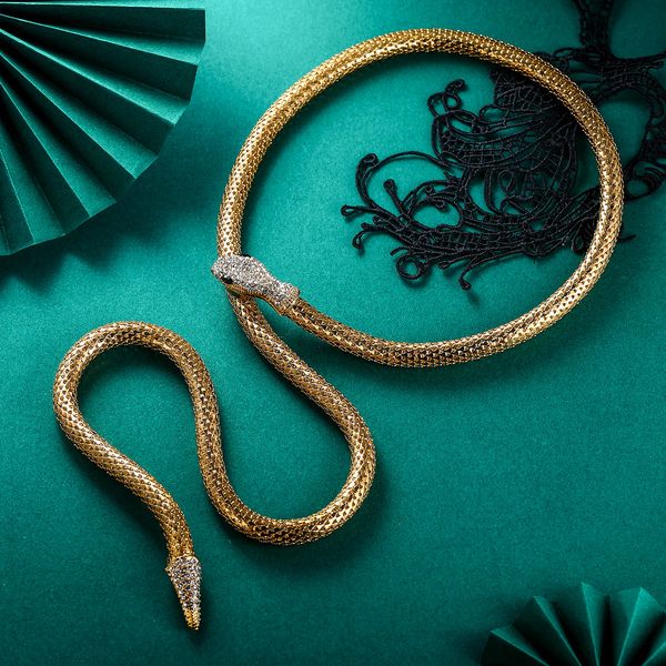 

эстетическая змея ожерелье choker женщины collier femme заявление кристалл iced out цепи ювелирные изделия пром gold gothic kpop cx200721, Silver