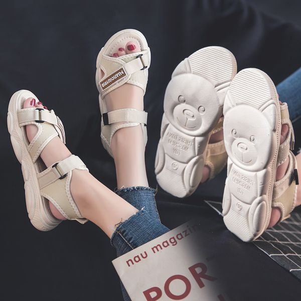 

wedge 2020 sandals comfort shoes for women summer heels med muffins shoe all-match espadrilles platform suit female beige, Black
