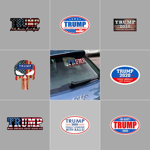 

dropshipping 8 colors trump car reflective stickers make america great again 2020 trump stickers american president trump car banner c3402