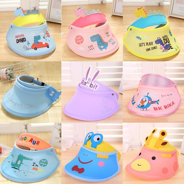

children's baby's empty cartoon sunscreen dinosaur sunscreen hat rabbit ears beach sun hat, Yellow