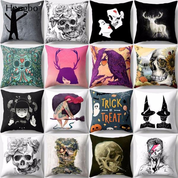 

случай hongbo 1 шт подушка цветок череп elk хэллоуин полиэстер подушка обложка для софы декоративно