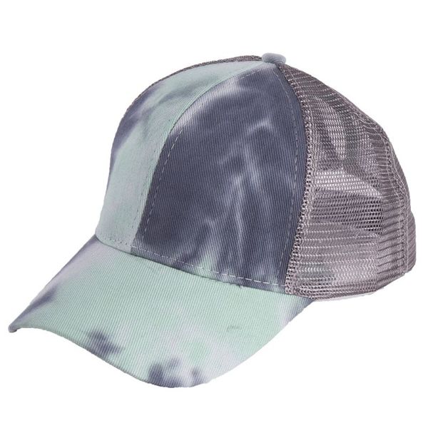 

women breathable mesh back baseball cap gradient tie-dye snapback hat, Blue;gray