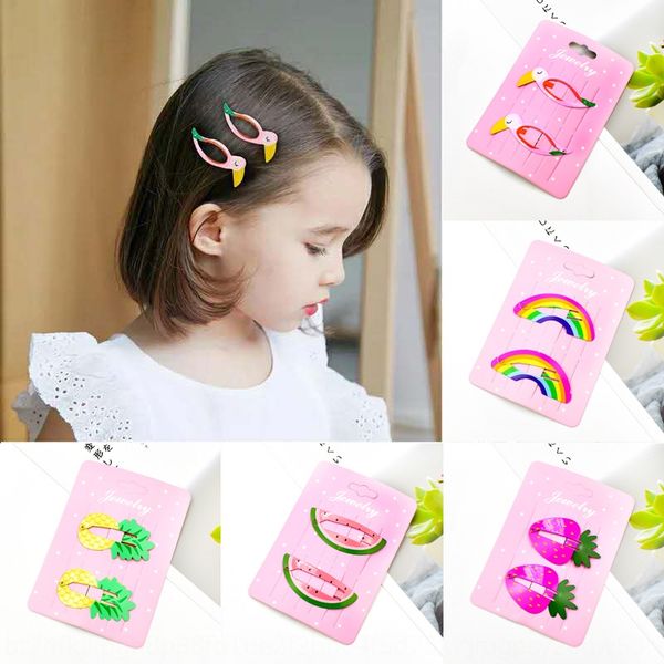 

children's net red bb fruit candy fruit animal tiktok bang clip candy color girl hairpin set hairpin side clip, Slivery;white