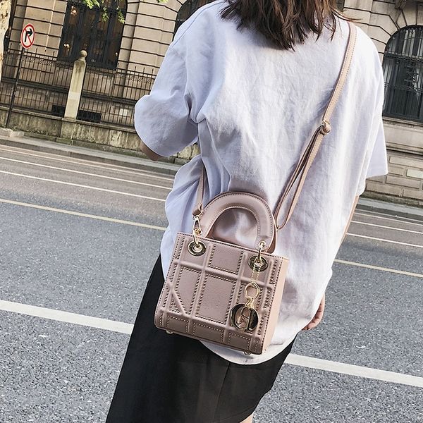 

ycqx7 new fashion women's square fashion korean rivet embroidery thread small square bag messenger shoulder portable multi-purpose smal