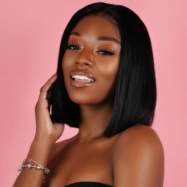 

4x4 short bob wigs lace closure wig straight human hair wigs for black women 150% alipearl hair perruque cheveux humain