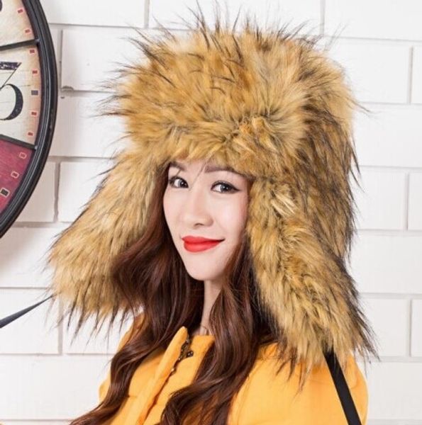 

warm quality faux fox fur warm wushan kar fox wushan carr snow cap raccoon faux fur ushanka ear snow cap, Blue;gray