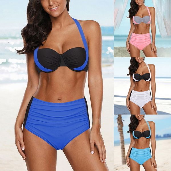 

купальник высокой талией купальники push up проложенный бикини set бикини женщины купальники бикини setbeachwear monokini plus size, White;black