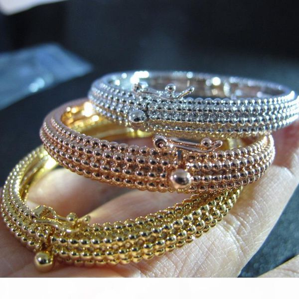 

wholesale designer cuff beads band bangle 18k yellow gold white rose gold plated bracelets luxury jewelry for women, Black