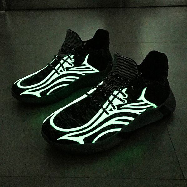 

2020 new summer casual shoes fashion men breathable mesh shoes korean sports shoes outdoor running luminous, Black