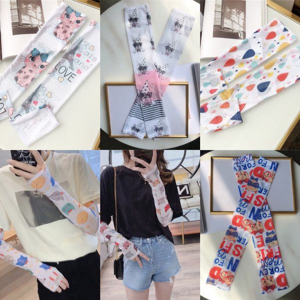 

qiya summer internet red sun protection women's gloves ice armrest arm sleeve arm sleeve ice silk gloves driving artifact, Black