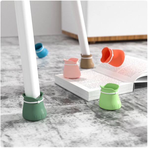 

5plnm 4 pack/fu character silicone silicone mats for table and legs anti-abrasion table and foot pad chair soft wear-resistant mute chair co