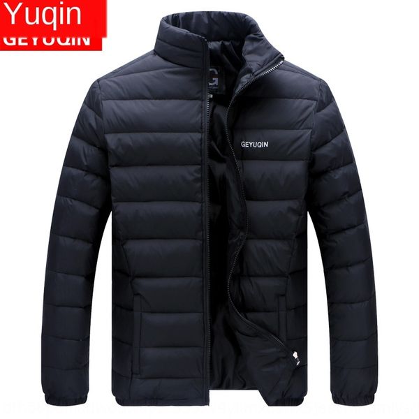 

light thin men's stand collar dad down jacket clothes winter new large size short down jacket for middle and elderly people, Black