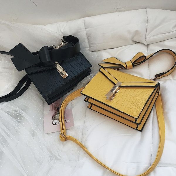 

european fashion bow tote bags for women 2019 new quality alligator purses square messenger handbags crossbody bags for women