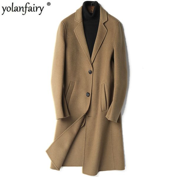 

men's wool & blends autumn winter jacket men double-side woolen coat streetwear windbreaker mens jackets and coats 4497 my1966, Black