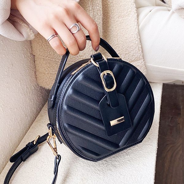 

crossbody bag small leather luxury handbags women female designer bags round zip shoulder bag for women purse plxrn, Red;black