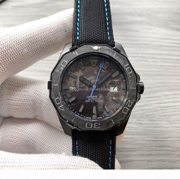 

new 2020 automatic mechanical movement 316 fine steel never-abrasive sapphire glass mirror carbon fiber literal calfskin watchband super lum, Slivery;brown