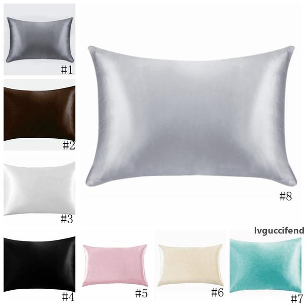 

20*26 inch silk satin pillowcase home multicolor ice silk pillow case zipper pillow cover double face envelope bedding pillow cover eea1167