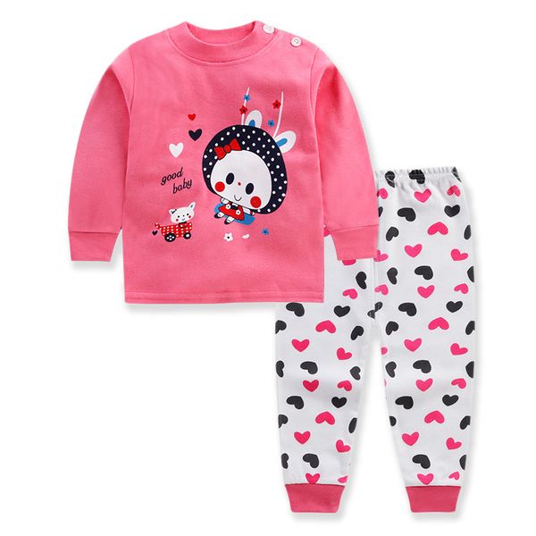 

2020 new baby kids pajamas sets cotton long sleeved tshirt+pants cartoon baby girl clothing autumn 2pcs children's clothing suit, White