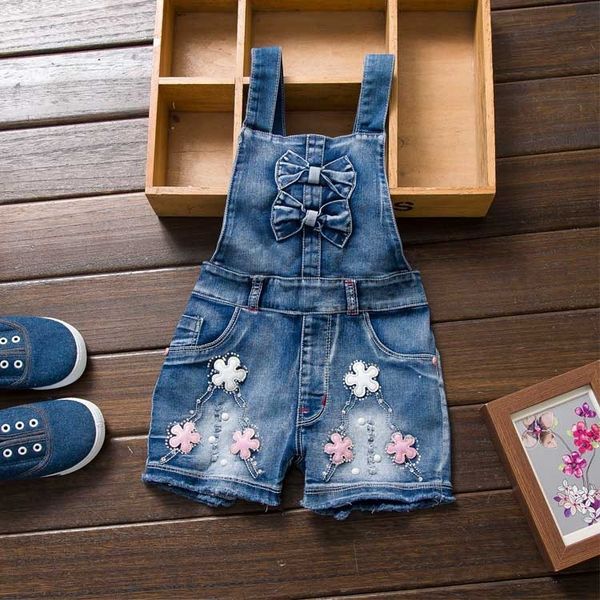 

children's autumn new jeans and jeans zhong xiao tong girls denim jumper pants short, Blue