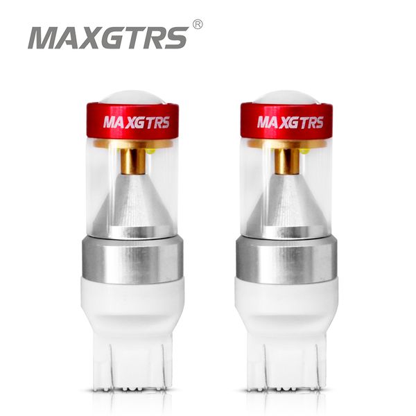 

2x 1500lm 30w t20 7443 7444 w21w/5w led bulb car brake reverse turn signal drl parking srear light source amber/red/white