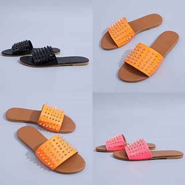 

suojialun женщины плоский тапочки скольжения мулов марка deners 2020 fasion rivet t-strap слайды поскользнуться на бездельников мулов cs09 #, Black