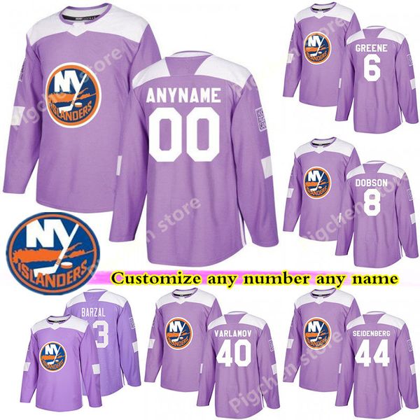

new york islander purple fights cancer jerseys 13 barzal 55 boychuk 27 lee 53 cizikas lehner customize any number any name hockey jersey, Black;red