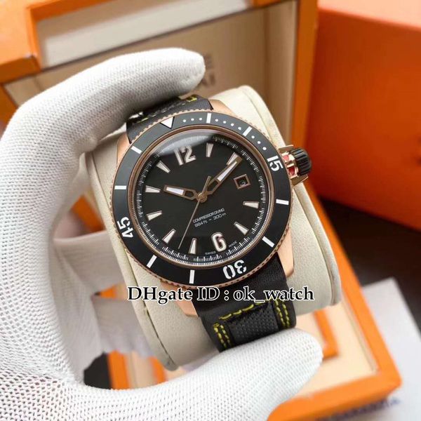 

new 42mm master extreme compressor automatic mens watch black dial rose gold case leather strap ceramic bezel gents sport watches 6 colors, Slivery;brown
