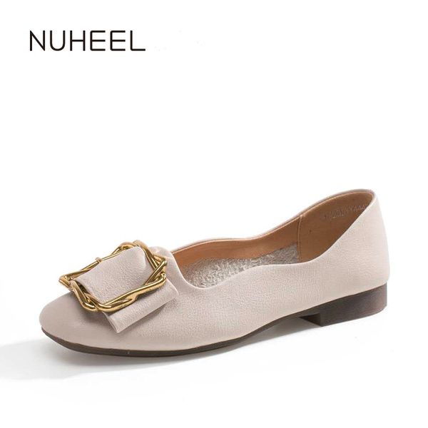 

nuheel women's shoes soft leather shallow mouth square pump spring new low-heeled fairy wild gentle shoes women, Black