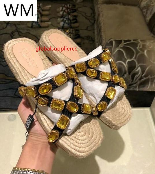 

новый алмазный инкрустированный обувь удобная пеньки rope sole повседневный handmade walking теннис сандалии тапочки мулы слайды стринги, Black;green