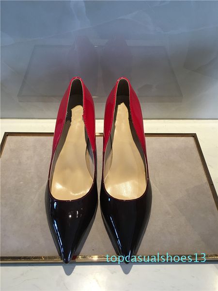

so kate styles sliding sideways high heels shoes red bottom genuine leather point toe pumps rubber 002 t13, Black