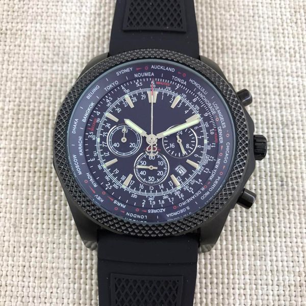 

quartz large movement bentey mens movement all watches chronograph dial working chrono black luxury rubber belt man wristwatch ugqld, Slivery;brown