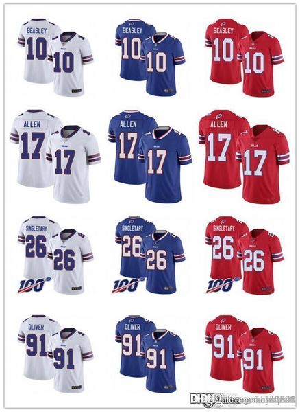

men women youth buffalo bills jersey 91 ed oliver 17 josh allen 10 cole beasley 26 devin singletary football jerseys blue, Black;red