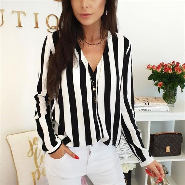 

blouse women casual striped shirts blouses female loose blusas autumn fall casual long sleeve ladies office blouses sexy, White