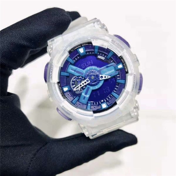 

mens transparent watches 2020 new sale man multifunction sports watches alarm date led digital japan movement qaurtz analog wristwatch, Slivery;brown