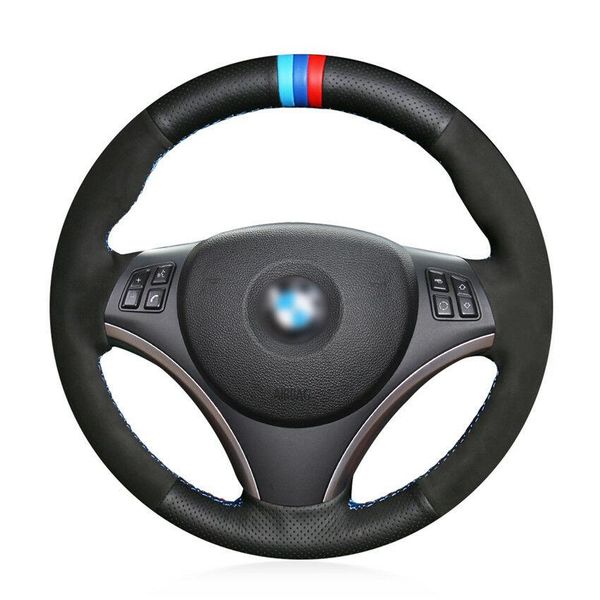 

custom hand-stitch leather car steering wheel cover for bmw e90 320i 120d