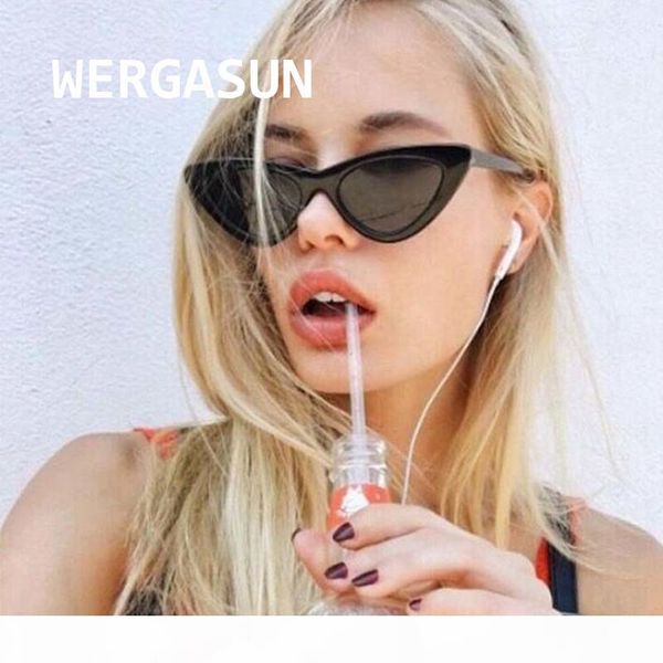 

wergasun 2020 fashion sunglasses woman brand designer vintage retro triangular cat eye glasses transparent ocean, White;black